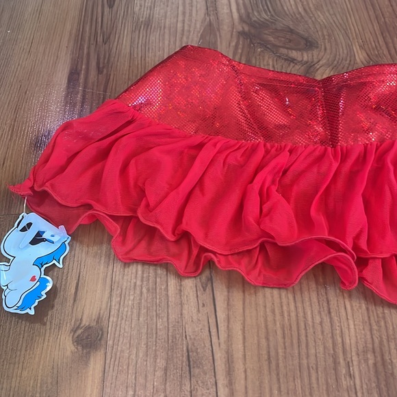 Iheartraves Red Micro Hologram Skirt Small - Picture 3 of 4